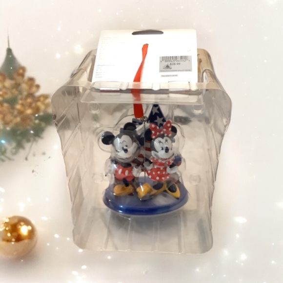 Disney Parks Americana Mickey & Minnie with Castle Christmas Ornament - Picture 8 of 9